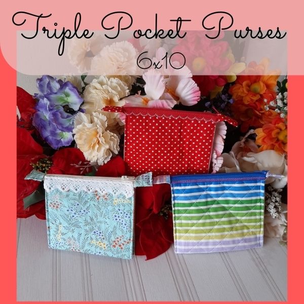 Quilted Triple Pocket Zipped Purses-3