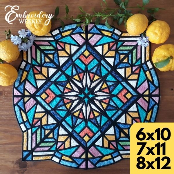 Pacific Star Stained Glass Table Topper OregonPatchWorks