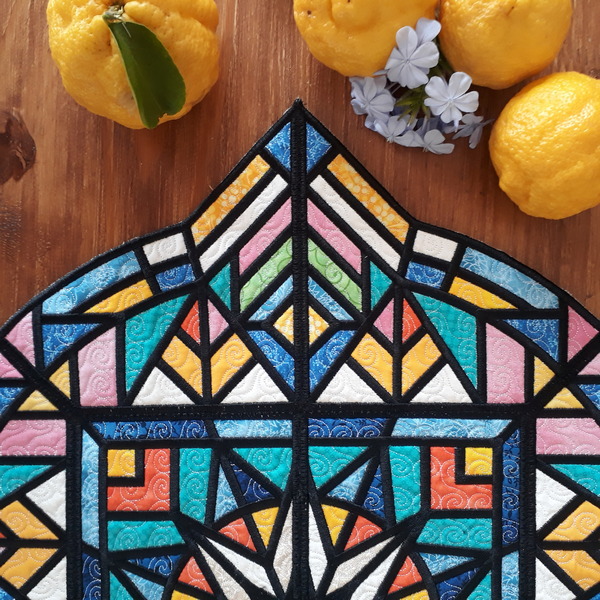 Pacific Star Stained Glass Table Topper OregonPatchWorks