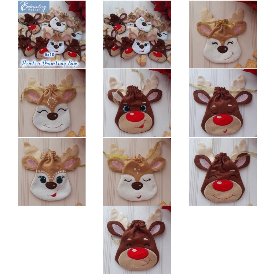 Reindeer Drawstring Bags