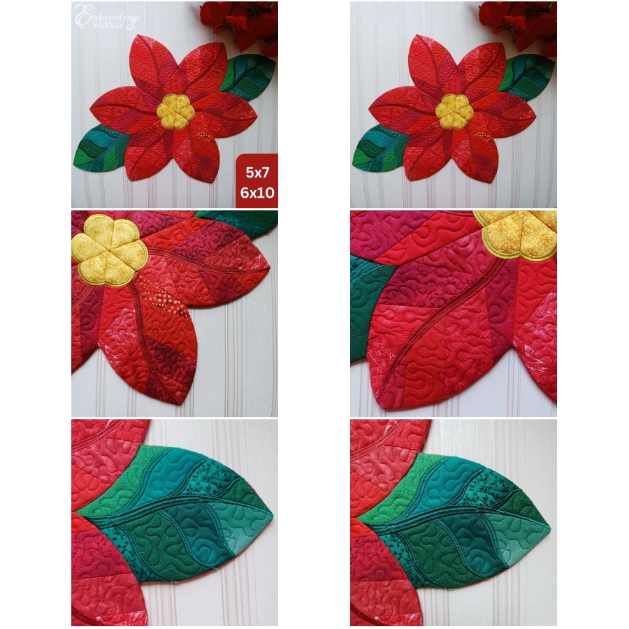 Quilted Poinsettia Table Topper