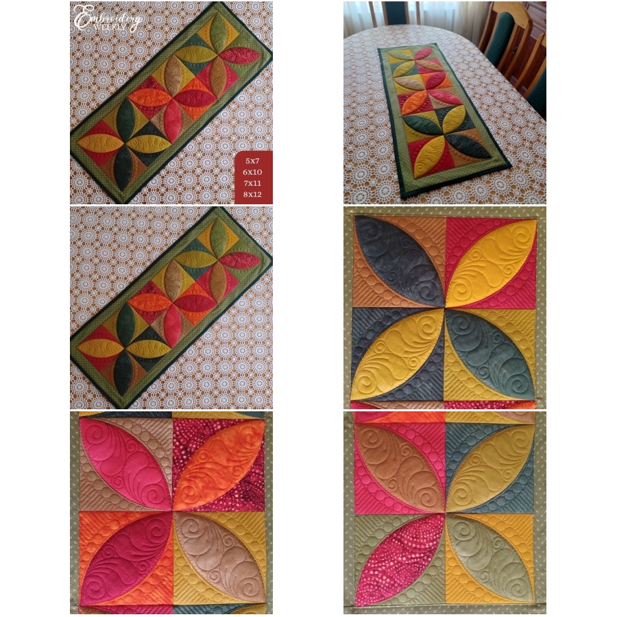 Orange Peel Quilted Block Table Runner