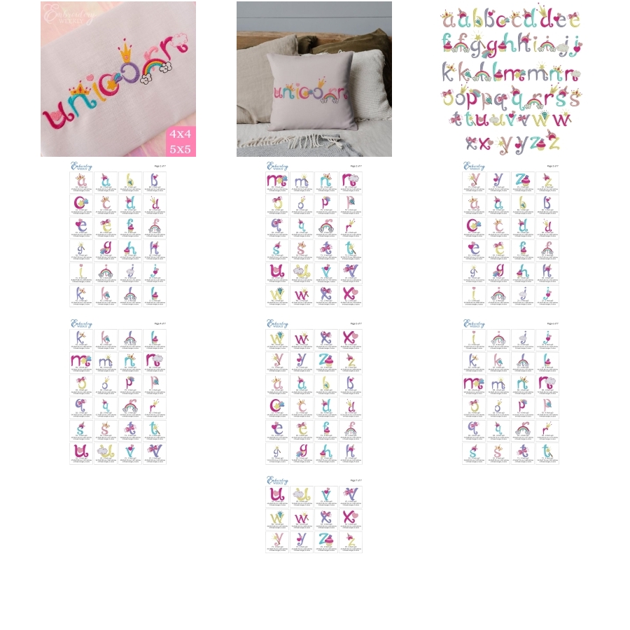 Unicorn Embroidery Design Font
