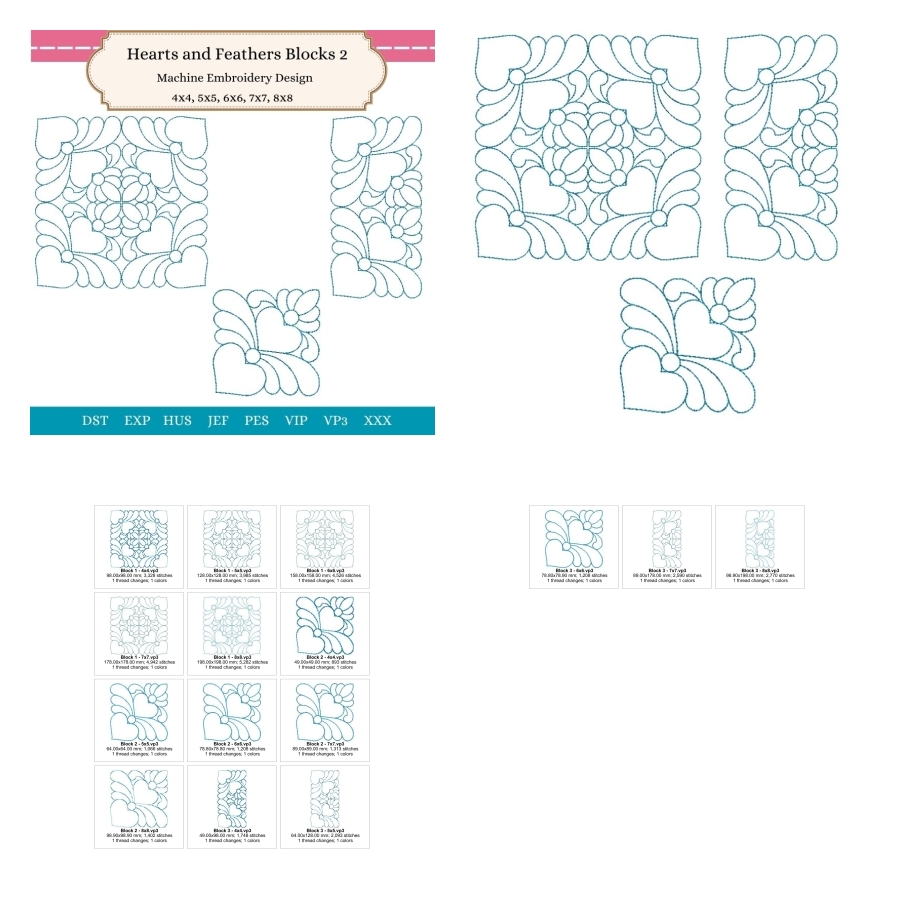 Hearts and Feathers Blocks 2