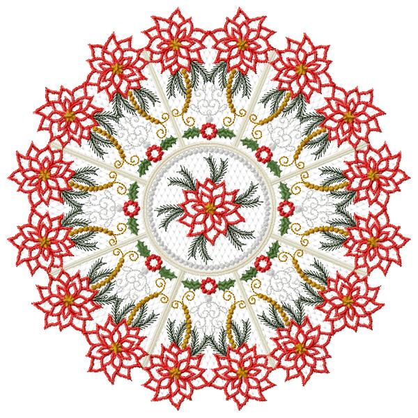 ChristmasRed Poinsettia Doily -3