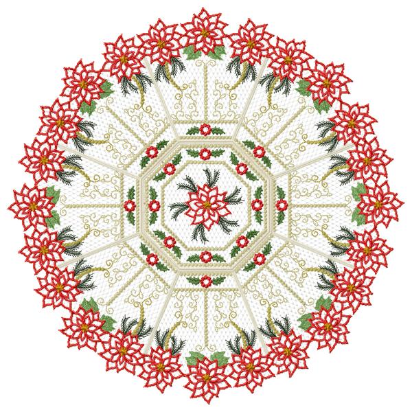 ChristmasRed Poinsettia Doily 2 -3