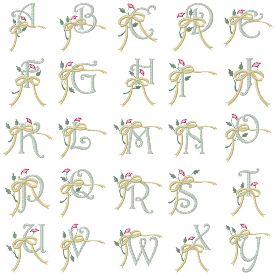 Ribbons and Roses Alphabet Uppercase OregonPatchWorks