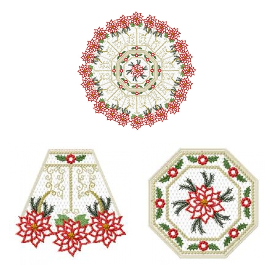 ChristmasRed Poinsettia Doily 2 