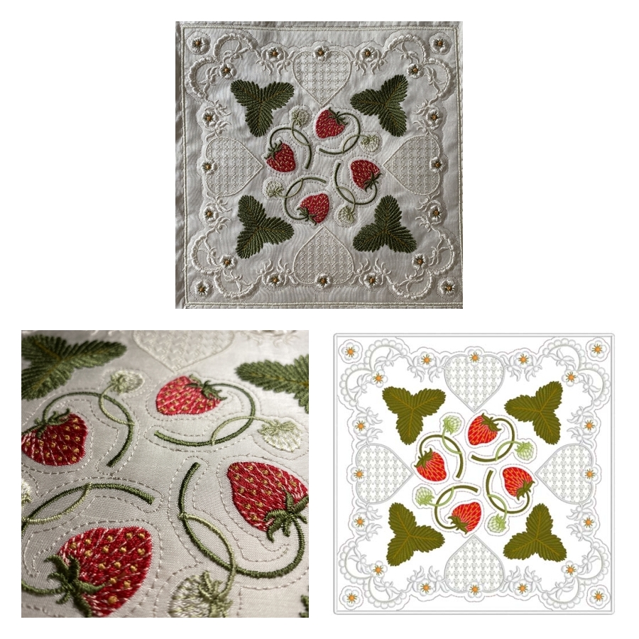 Strawberries and Cream Quilt block OregonPatchWorks