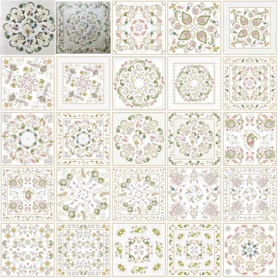 Jacobean Sampler Quilt Blocks