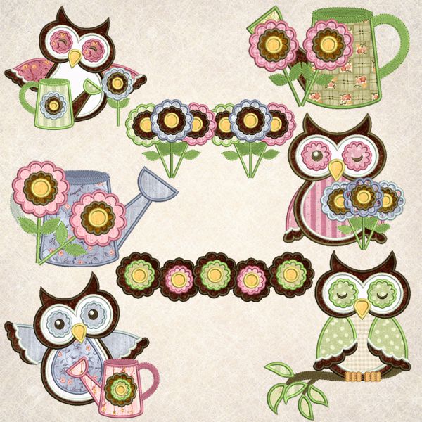 Spring Owls Applique-3