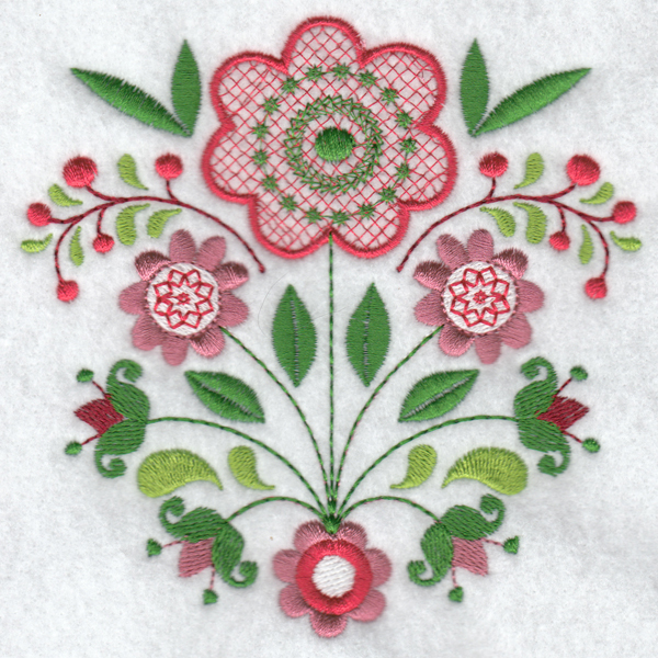 Hennessy Embroidery Folk Art Flower