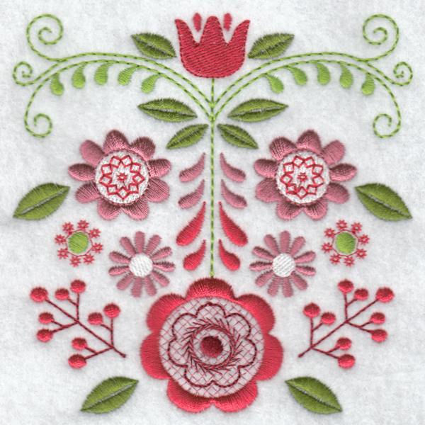 Hennessy Embroidery Folk Art Flower