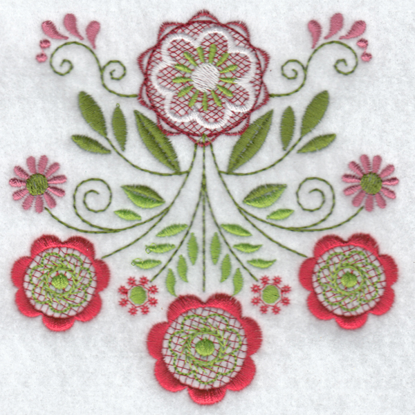 Hennessy Embroidery Folk Art Flower