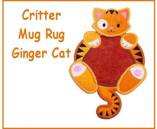 Critter Mug Rugs - Ginger Cat -3