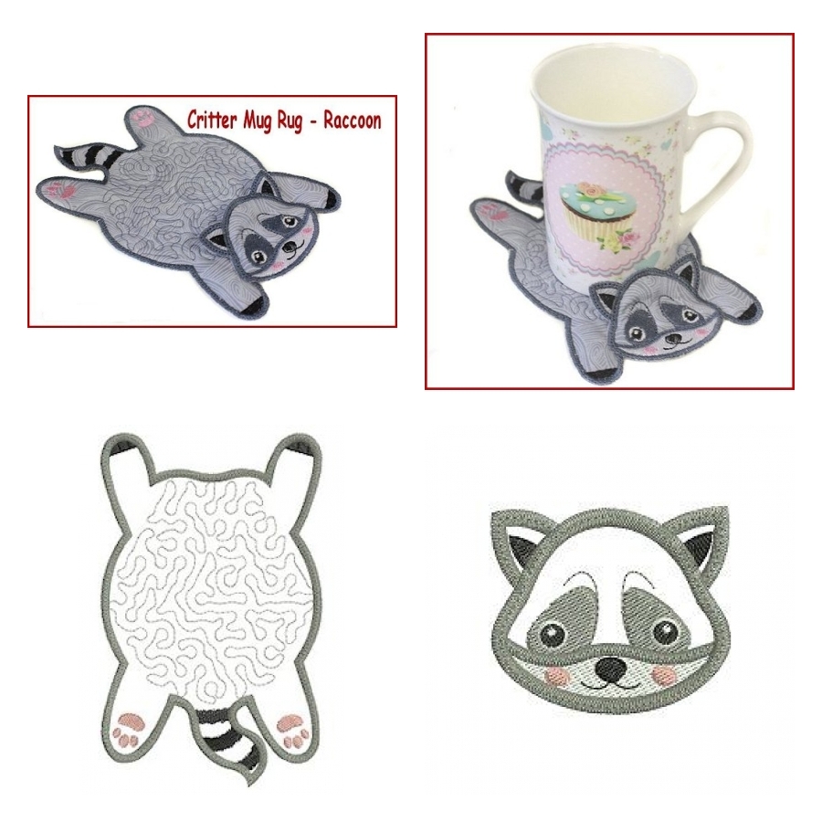 Critter Mug Rugs - Raccoon 