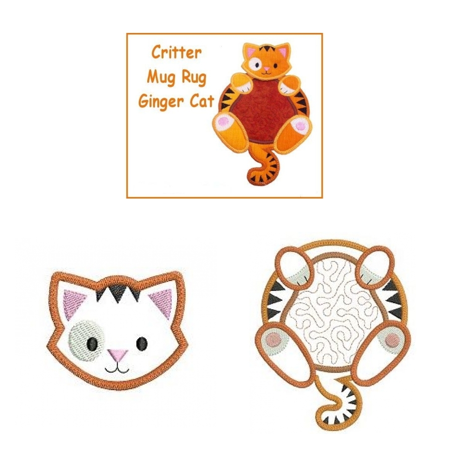 Critter Mug Rugs - Ginger Cat 