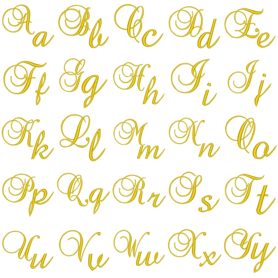 Cursive Gold Alphabet OregonPatchWorks