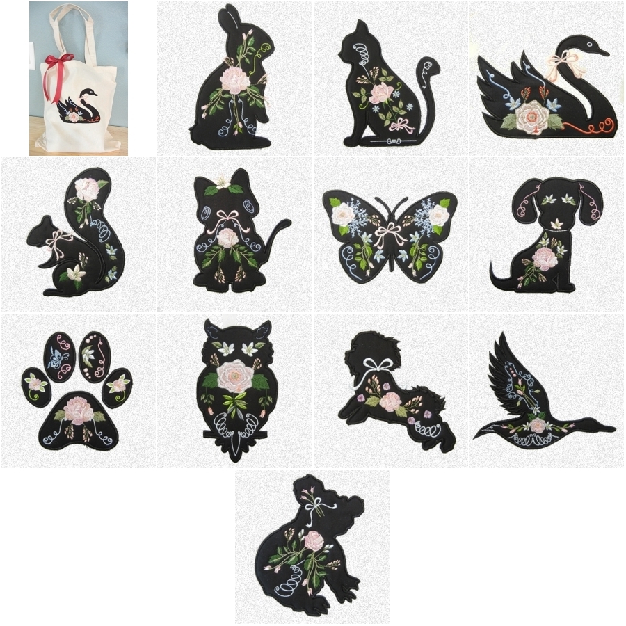 Silhouette Floral Animals 