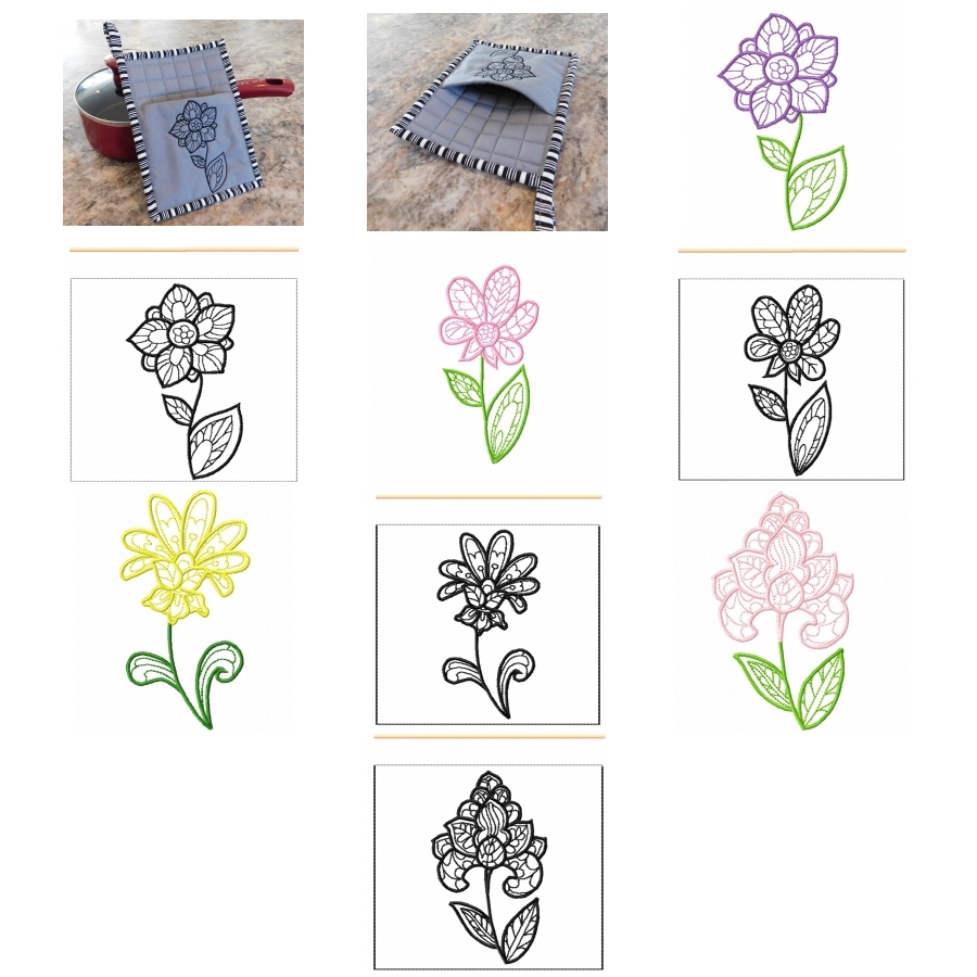 Henna Flowers & Potholders