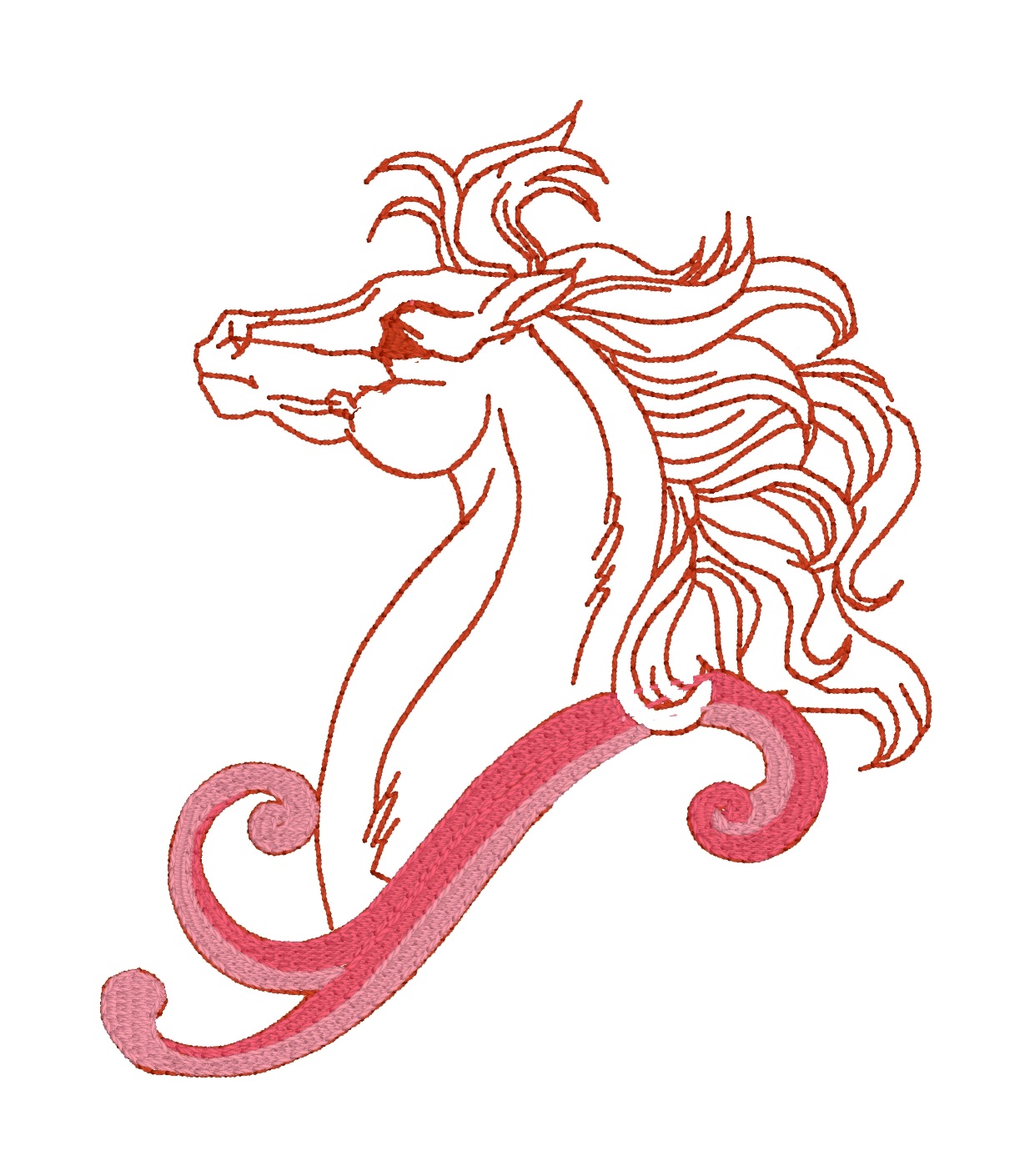 Horse Elegant Wind Redwork Color 