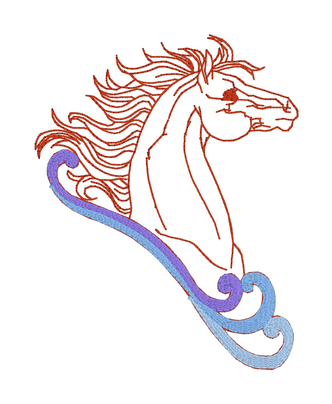 Horse Elegant Wind Redwork Color 