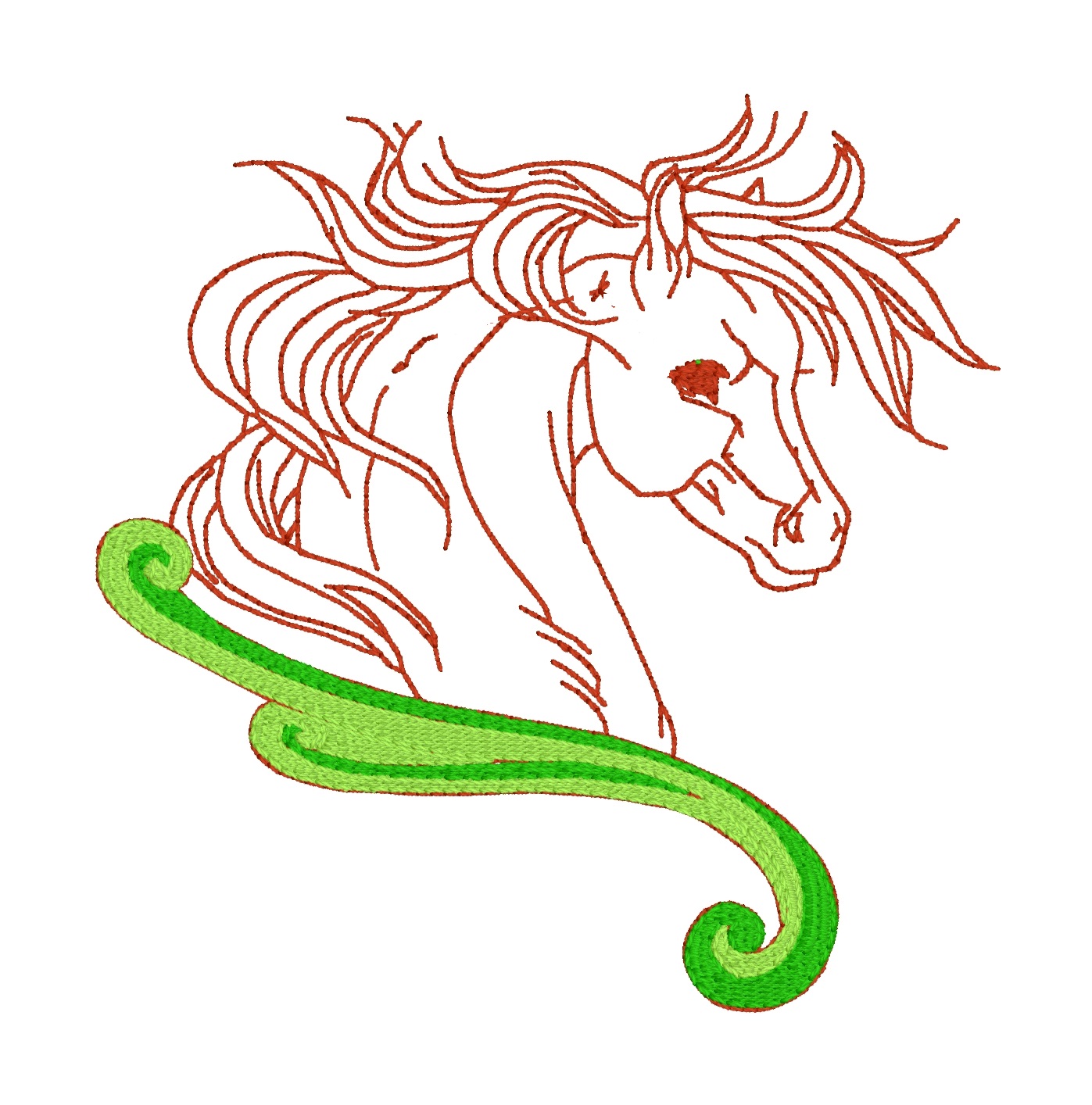 Horse Elegant Wind Redwork Color 