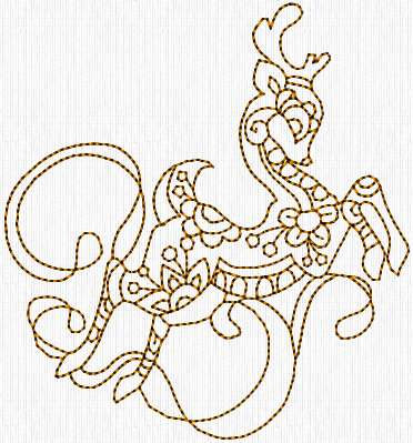 Redwork Gold Swirly Deer-10
