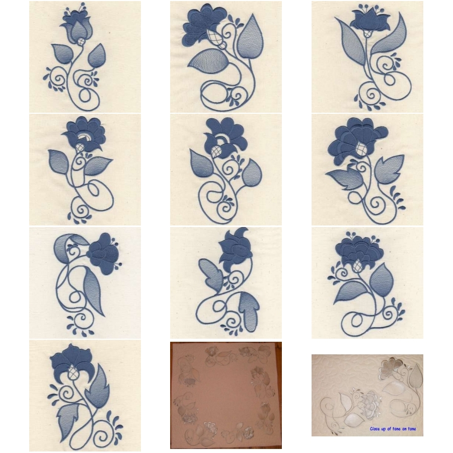 Blue Flower Swirls 