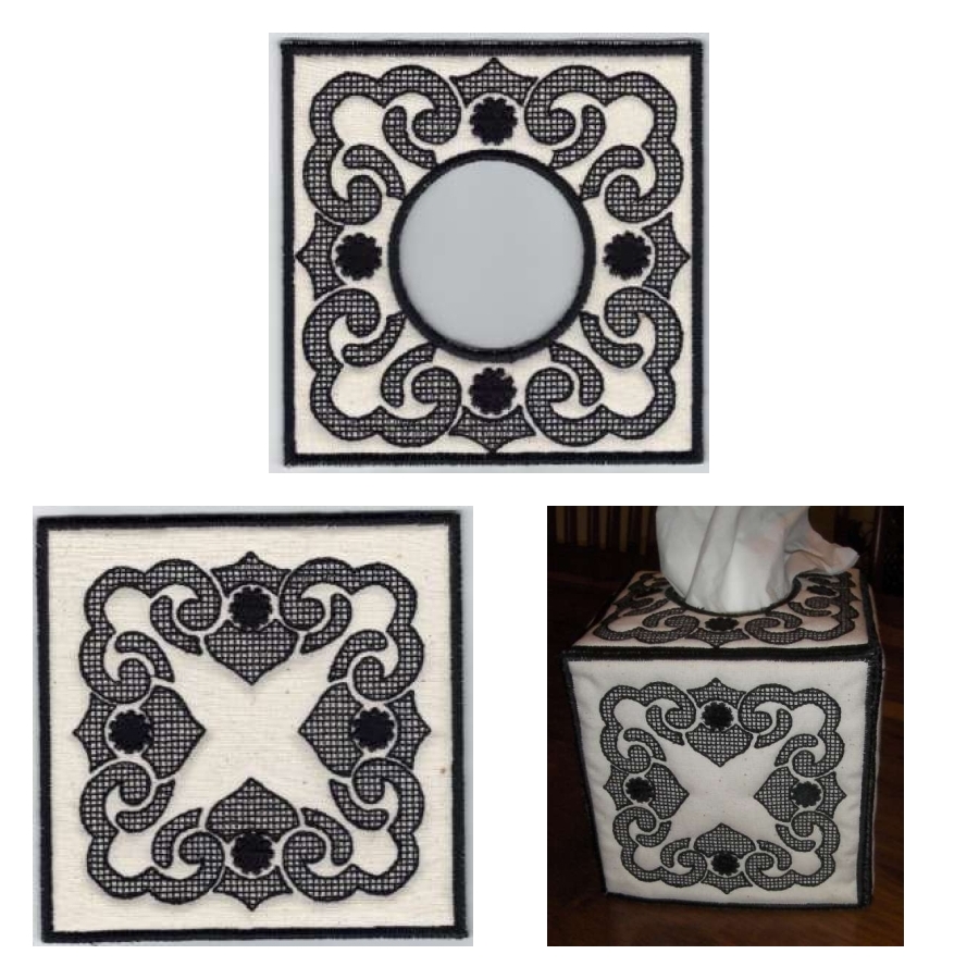 Blackwork Sq Tissue box 
