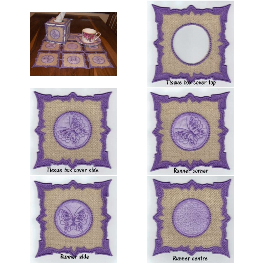 FSL Butterfly Sq Tissue box cover set 