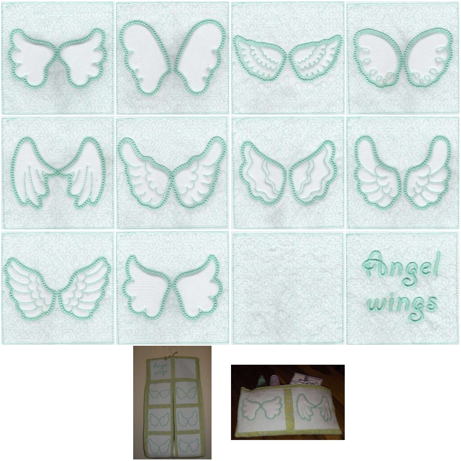 Angel Wings Trapunto Quilt Blocks 