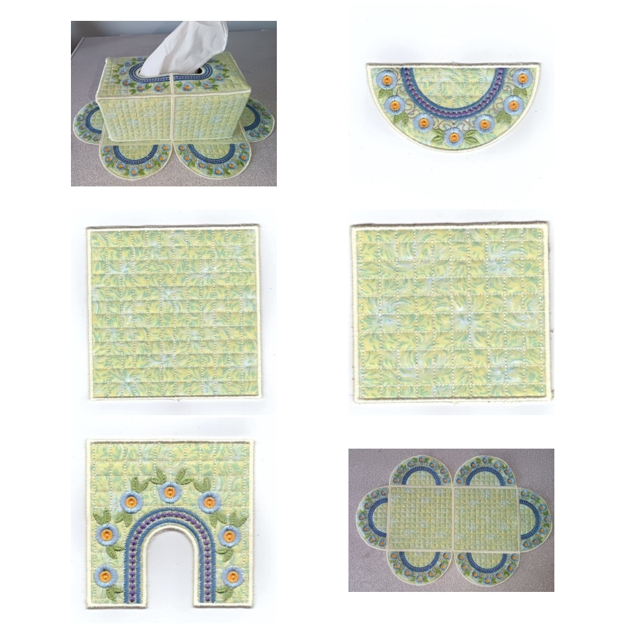 ITH Fluffy Flower Tissue Box Cover set