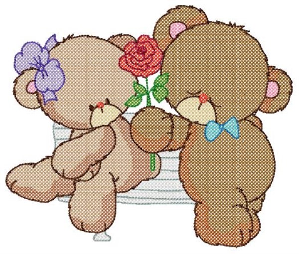 Cross Stitch Teddy in Love -3