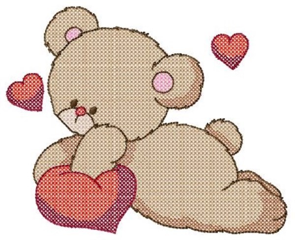 Cross Stitch Teddy in Love -4