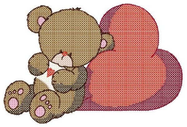 Cross Stitch Teddy in Love -9