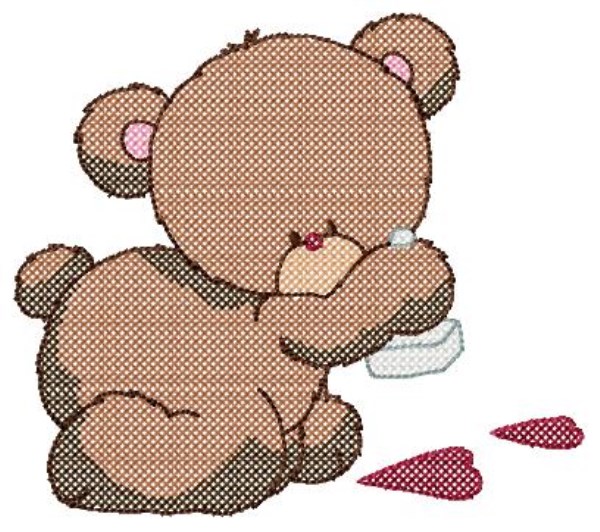 Cross Stitch Teddy in Love -10