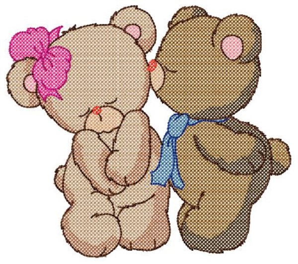 Cross Stitch Teddy in Love -12