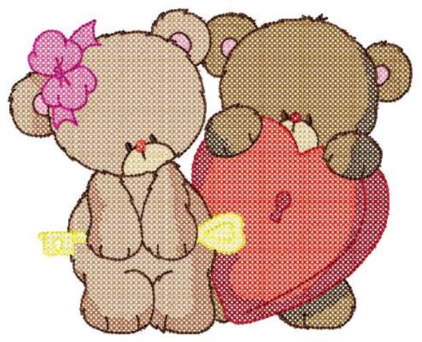 Cross Stitch Teddy in Love -14