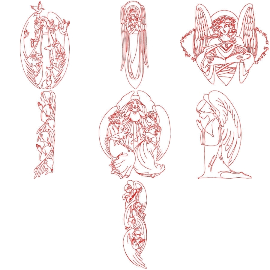 Redwork Angels