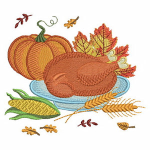Wind Bell Embroidery, pumpkin, thanksgiving, turkey, autumn leaves