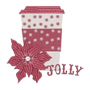 Design-A-Stitch, machine embroidery,  christmas drinking cup, poinsettia