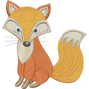 Embroidershoppe, orange fox, sitting up embroidery design