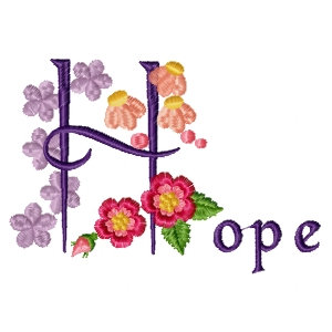Embroidered Necessity, Hope, flowers, 4x4