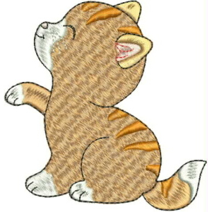 Projects By I Mutz, Kitty holding up paw embroidery design