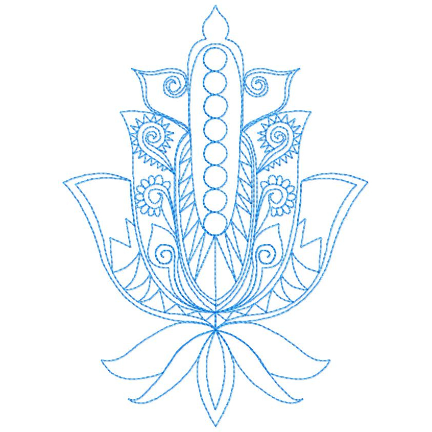 Lavender quilt farm, redwork jacobean flower