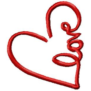 Oma's place, Heart satin outline with word love