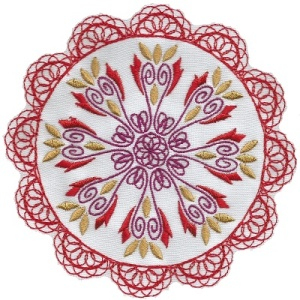 Designs By Celeste, round quilt block, coaster