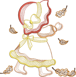 wind bell embroidery, sunbonnet sue embroidery design, ripple effect