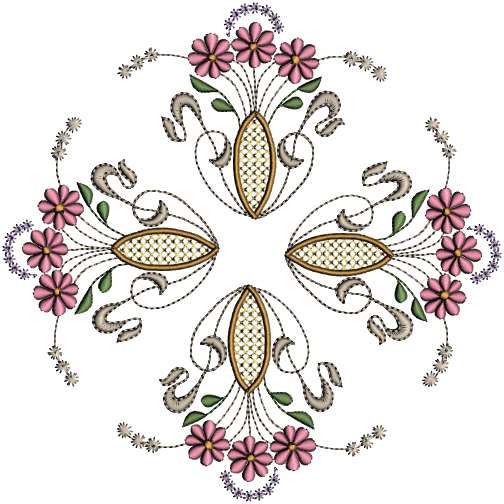 Viv-a-Lee Embroidery, floral quilt block, flowers, quilts